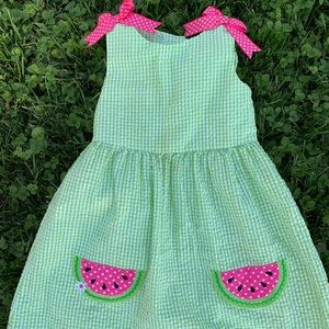 Watermelon Seersucker Girls Size 5 Summer Dress